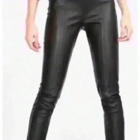 Zara Faux Leather‎ Leggings Ankle  Zippers Elastic Waist Size S Black - Picture 4 of 4
